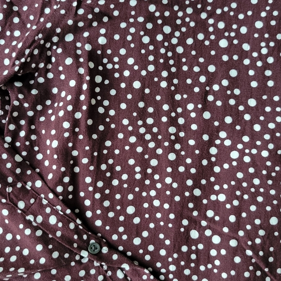 Express Medium button down eggplant, maroon, long sleeves, polka dots - Picture 3 of 3